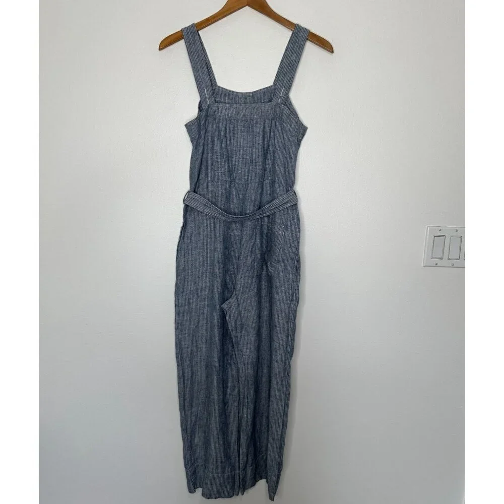 Everlane Linen Jumpsuit‎ Blue Pinstriped Size 0